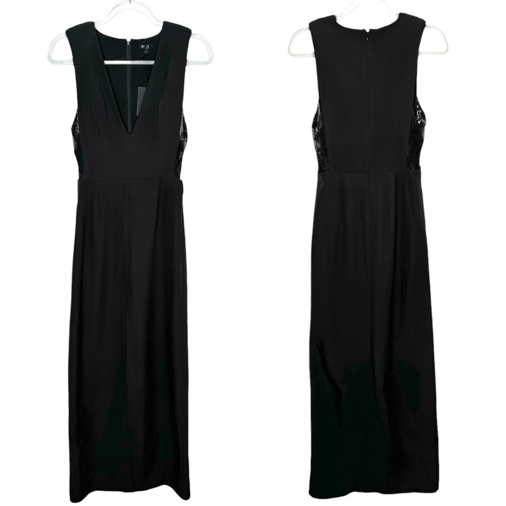 NBD | NWT Deep V Neck Padded Shoulder Lace Insert Maxi Dress 6